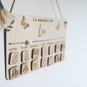 Personalized Wooden Weekly Planner - Montessori Schedule Board immagine 2