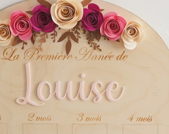 Personalized Baby's First Year Photo Board - Wooden Keepsake, Baptism Gift
