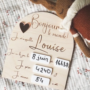 Carte d'Annonce de Naissance en Bois à Remplir - Carte Bébé Bonjour Le Monde