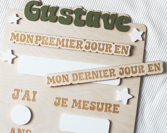 Panneau De Rentrée Scolaire Vert Sauge - Rentrée Des Classes Pancarte Rentrée Personnalisée Interchangeable Photo Rentrée R2