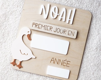 Panneau De Rentrée Scolaire "Caneton" - Rentrée Des Classes Pancarte Personnalisée Rentrée Fleuri Interchangeable Photo Rentrée