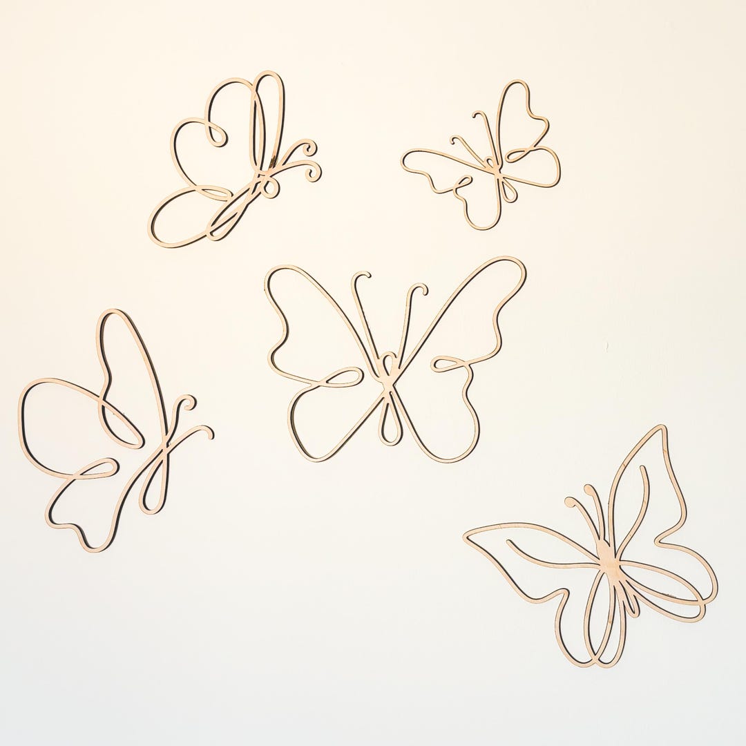 Wooden Butterfly Wall Decor – Set of 5 Boho Nursery Art - Etsy