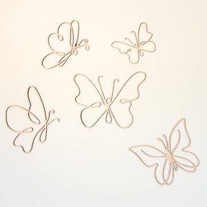 Fünf Holzschmetterlinge für Kinderzimmer Wanddekoration - Schmetterling Wand Kunst Spielzimmer Dekor Baby Boho Zimmer Minimalist