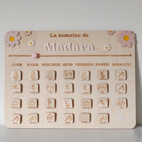 Personalized Wooden Montessori Calendar – Kids Weekly Planner