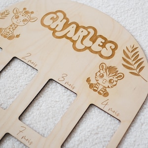 My First Year "Safari" Panel - My 1st Birthday Decoration Gift - Personalized Name Photo Board for 1 Year
