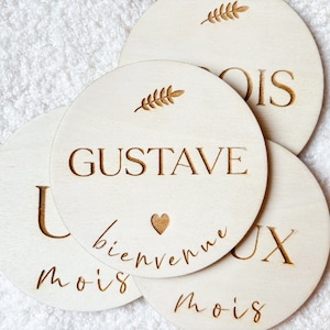 Gegraveerde houten mijlpaalkaarten voor baby's 12 maanden - plaquette pasgeboren baby - welkomstkaart babyaankondiging