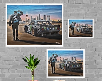 Ken Block Print of painting, Ken Block, Legend Drifter Motorsports Driver, Ken Block 43, Hoonicorn Print, Go Fast Risk Everything, Mustang