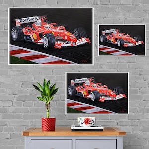 F1 Ferrari F2004 LIMITED EDITION PRINT, Michel Schumacher oil art, Automotive Decor, Fine Art Print, Art Deco Print, Car Art, Car Poster F1
