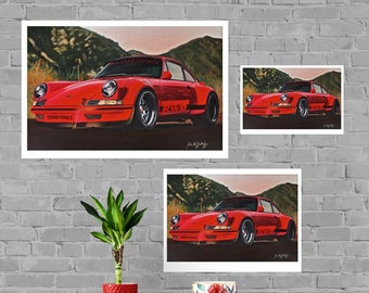 Porsche Porsche 911 RWB Print, Home Decor Wall Art, Automotive Decor, Fine Art Print, Art Deco Print, Car Art, Car Poster, Printable Vehicle
