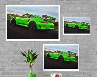 Porsche 911 GT3 RS Print, Home Decor Wall Art, Automotive Decor, Fine Art Print, Art Deco Print, Car Art, Car Poster, Printable Vehicle