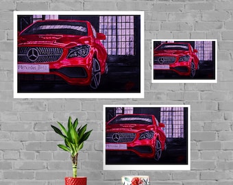 Mercedes Print, Home Decor Wall Art, Automotive Decor, Fine Art Print, Art Deco Print, Car Art, Car Poster, Printable Car Vehicle, Gift