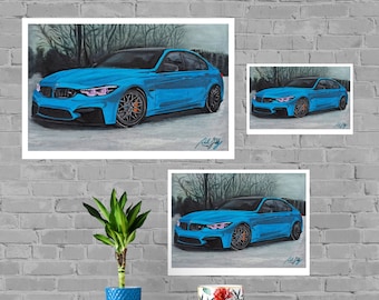 BMW M3 Print, Home Decor Wall Art, Automotive Decor, Fine Art Print, Art Deco Print, Car Art, Car Poster, Printable Car Vehicle, Gift BMW