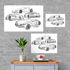 Alfa Sketch Print, Home Decor Wall Art, Automotive Decor, Fine Art Print, Art Deco Print, Car Art, Car Poster, Printable Car Vehicle Gift