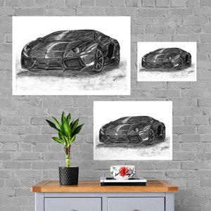 Lamborghini Print, Home Decor Wall Art, Automotive Decor, Fine Art Print, Art Deco Print, Car Art, Car Poster, Printable Vehicle, Gift