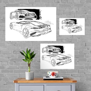 Ford Sketch Print, Home Decor Wall Art, Automotive Decor, Fine Art Print, Art Deco Print, Car Art, Car Poster, Printable Car Vehicle Gift