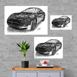 Maserati Print, Home Decor Wall Art, Automotive Decor, Fine Art Print, Art Deco Print, Car Art, Car Poster, Printable Car Vehicle, Gift