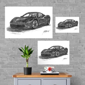 Ferrari Print, Home Decor Wall Art, Automotive Decor, Fine Art Print, Art Deco Print, Car Art, Car Poster, Printable Car Vehicle, Gift Him