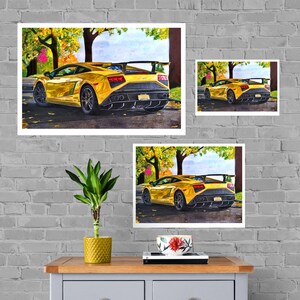 Lamborghini Gallardo Print, Home Decor Wall Art, Automotive Decor, Fine Art Print, Art Deco Print, Car Art, Car Poster, Printable Vehicle