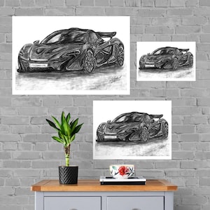McLaren P1 Print, Home Decor Wall Art, Automotive Decor, Fine Art Print, Art Deco Print, Car Art, Car Poster, Printable Car Vehicle, Gift