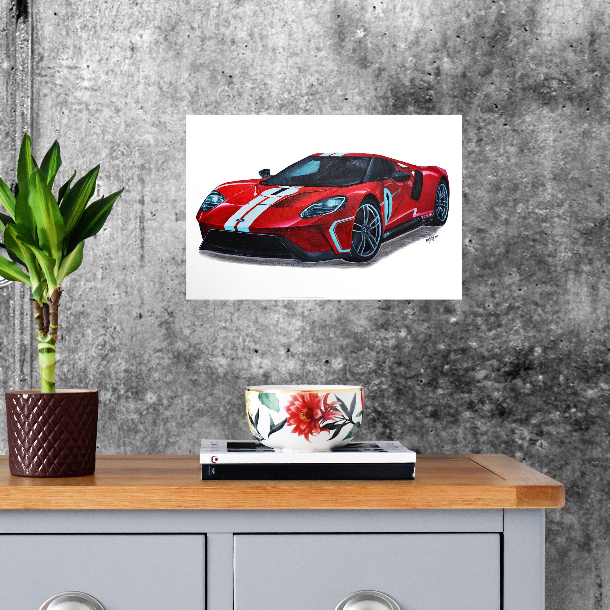 Ford GT Print, Home Decor Wall Art, Automotive Decor, Fine Art Print ...
