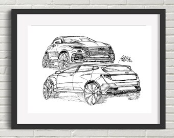 Audi Digital Download File, Decor Digital Home Decor Wall Art, Fine Art Print, Art Deco Print, Car Lovers Gift, Sketch Print Art New