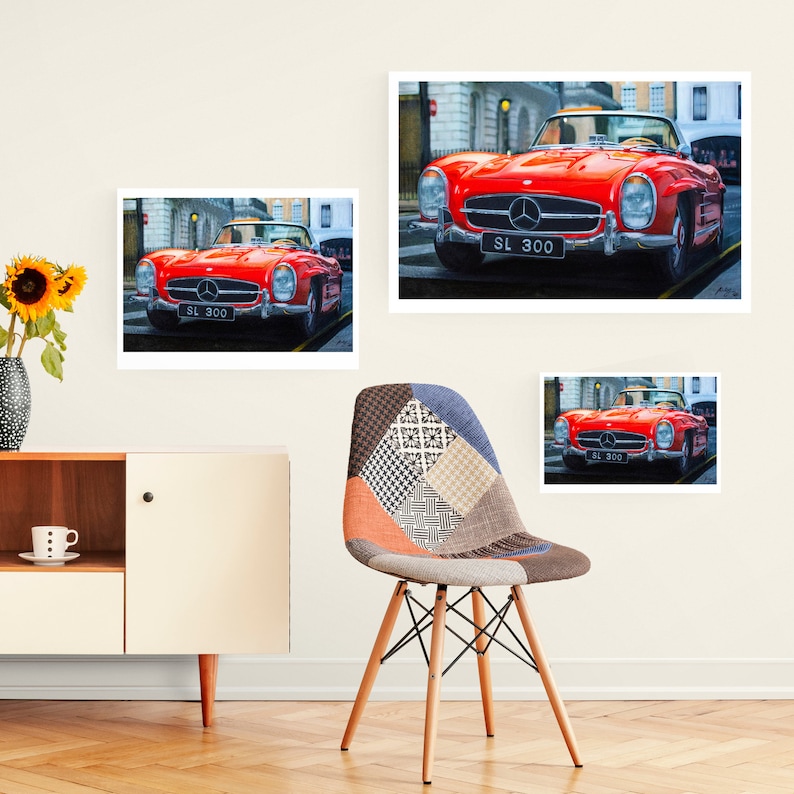 Mercedes Benz 300 SL Print, Home Decor Wall Art, Automotive Decor, Fine ...