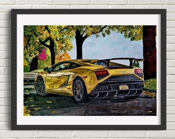 Lamborghini Gallardo Digital Download File, Decor Digital Home Decor Wall Art, Fine Art Print, Art Deco, Car Lovers Gift, Painting Print New