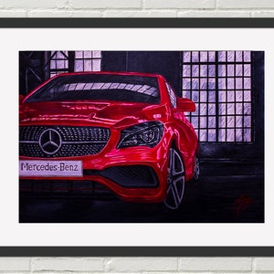 Mercedes Benz Digital Download File, Decor Digital Home Decor Wall Art, Fine Art Print, Art Deco Print, Car Lovers Gift, Car Painting Print