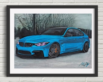 BMW M3 Digital Download File, Decor Digital Home Decor Wall Art, Fine Art Print, Art Deco Print, Car Lovers Gift, Painting Print