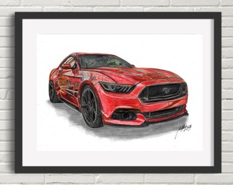 Ford Mustang Digital Download File, Decor Digital Home Decor Wall Art, Fine Art Print, Art Deco Print, Car Lovers Gift, Painting Print Art