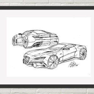 Alfa Digital Download File, Decor Digital Home Decor Wall Art, Fine Art Print, Art Deco Print, Car Lovers Gift, Sketch Print Art New