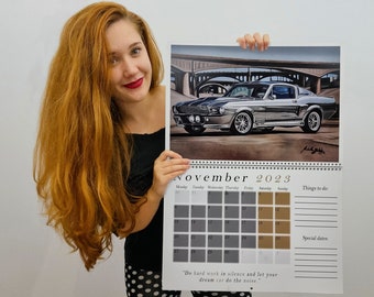 Limited Edition 2023 Signed Calendar, car lover calendar, gift for a a car lover, ferrari calendar, porsche calendar, mclaren calendar, cars