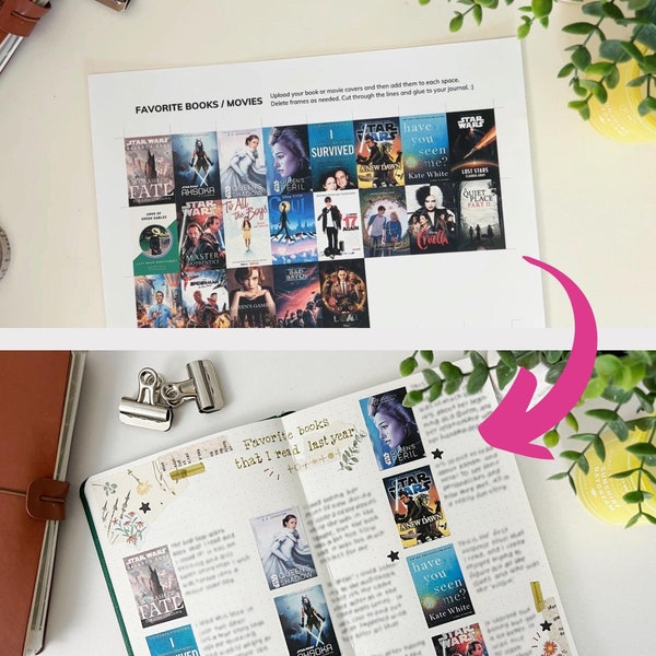 FAVORITES - Canva template - Digital template for printables - Print your favorite book covers, movies, photos to use on your journals