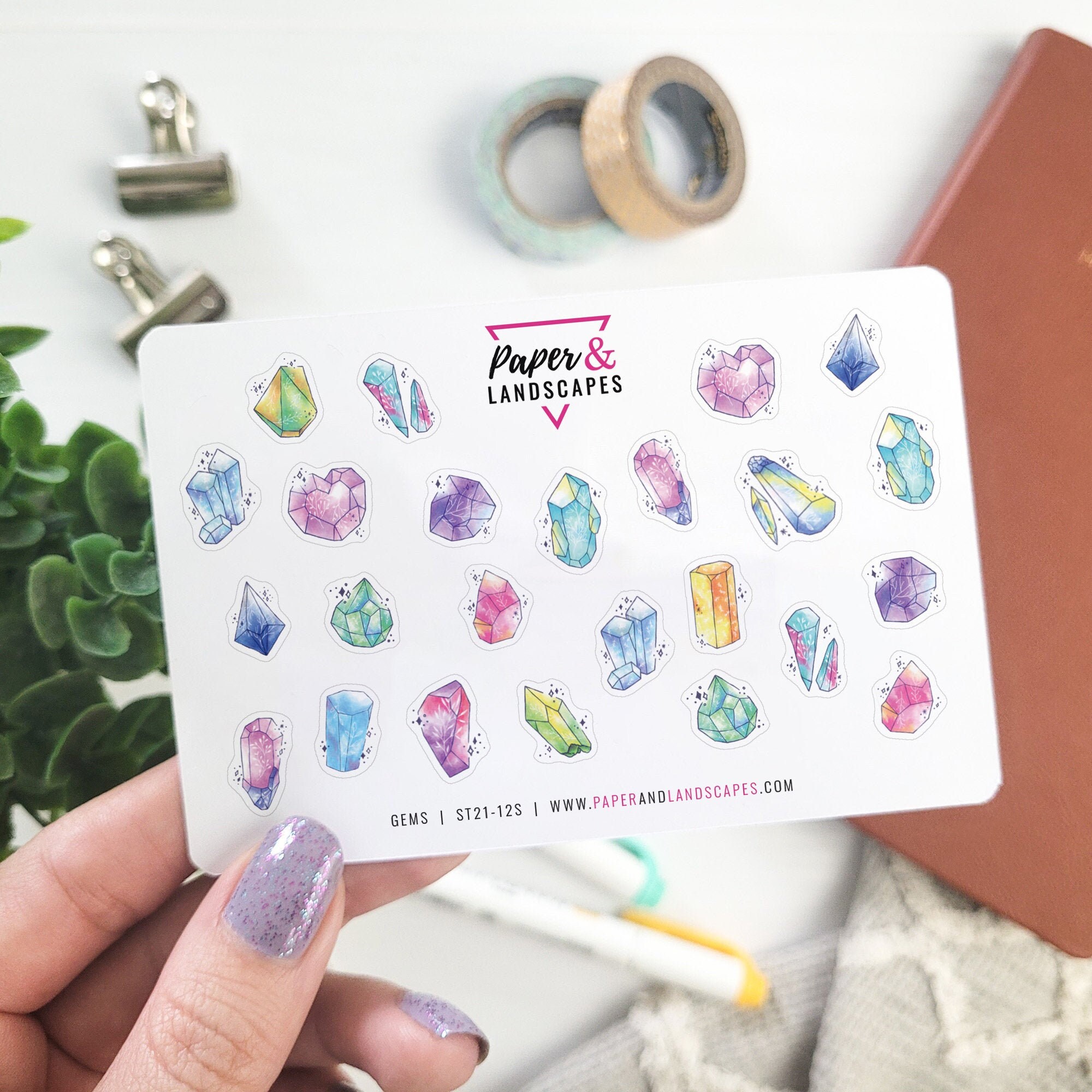 Set of 2 Gems Sticker Sheets Free Shipping Etsy