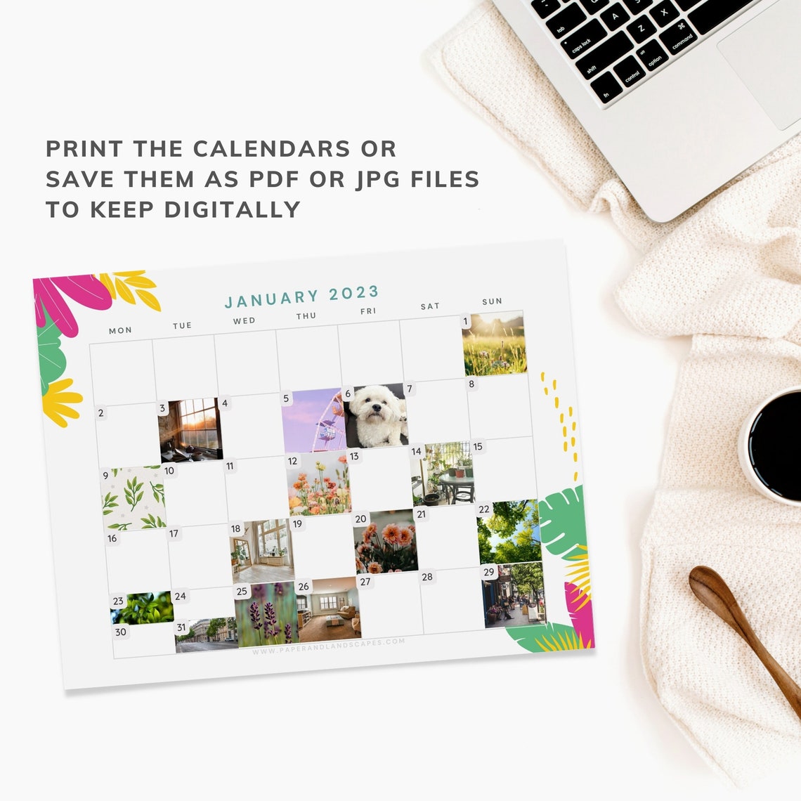 PHOTO CALENDAR 2023 Canva Template Digital Template For Printables 