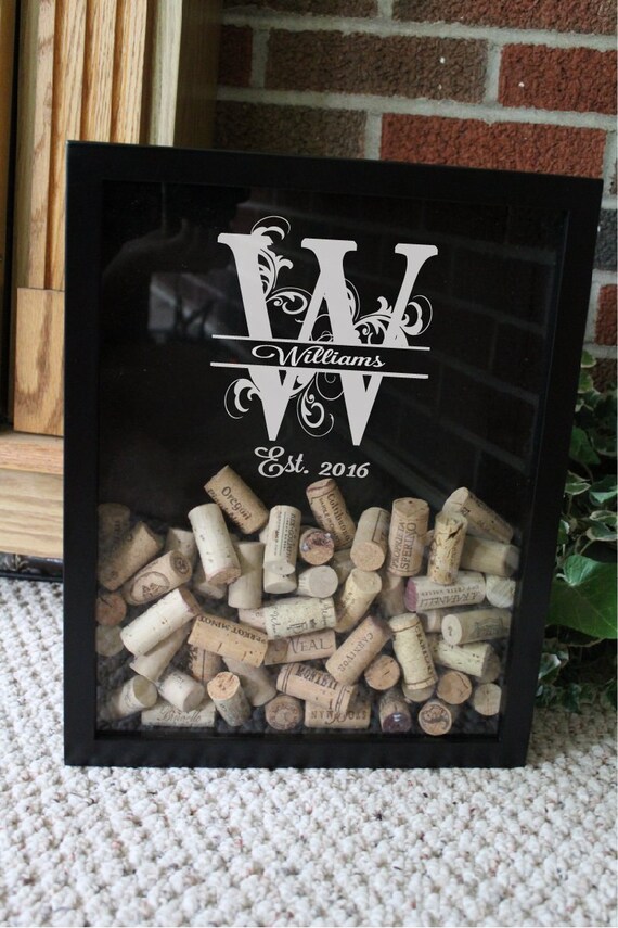 Personalized Wine Cork Shadow Box Bar Gift Etsy