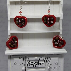 Valentine Chocolate Box Earrings - RED
