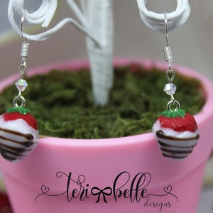 Chocolate Covered Strawberry Earrings - Valentine Treat Earrings