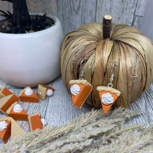 Handmade Polymer Clay Pumpkin Pie Earrings