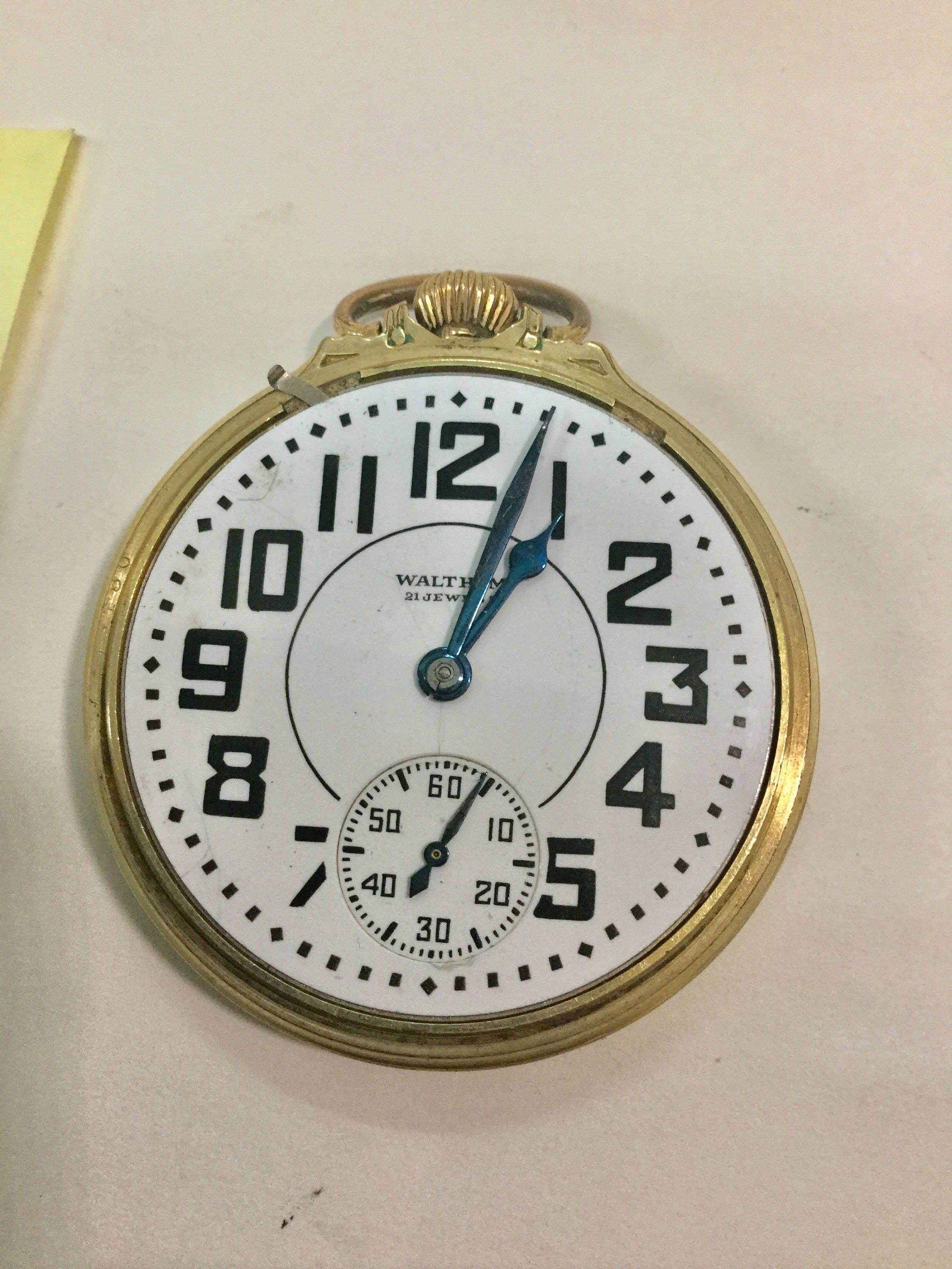 1940 Waltham Premier 21 Jewel Railroad Pocket Watch Gold Fill Case size
