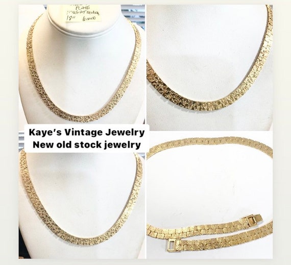 Vintage 1960s New Old Stock Yellow Gold Plate Nougat Necklace 18” 6mm