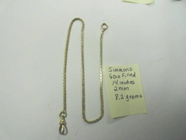 Vintage 1910s Simmons Gold Filled Pocket Watch Chain 14 inches 2mm 8.2 ...