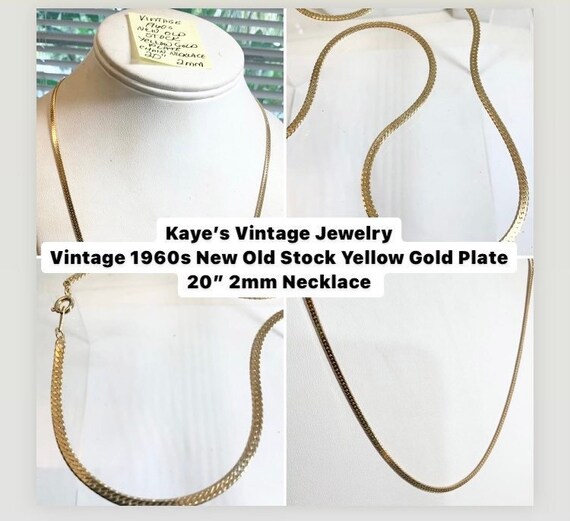 Vintage 1960s New Old Stock Yellow Gold Plate Chain Necklace 20” 2mm