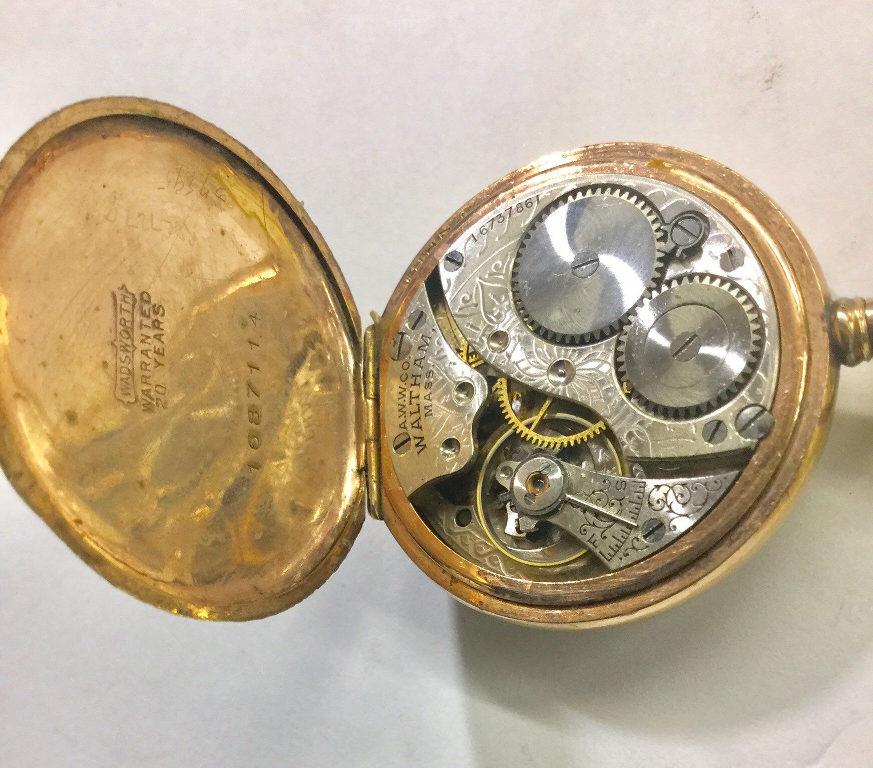 1908 Waltham Pocket Watch S4/0 7J Running 33mm Gold Filled Case 16,232,561