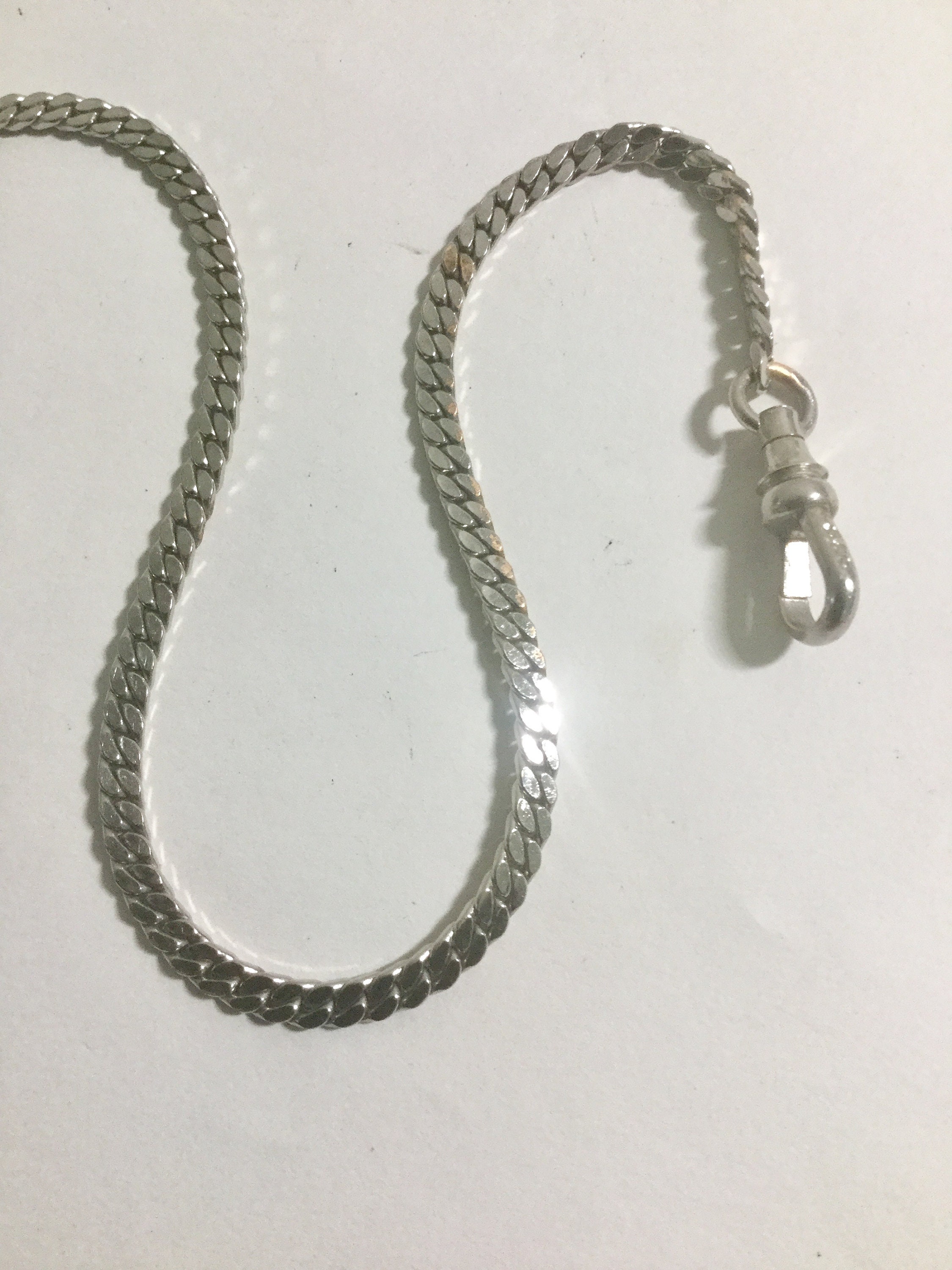 1950s White Gold Filled Pocket Watch Chain 15 inches 3mm