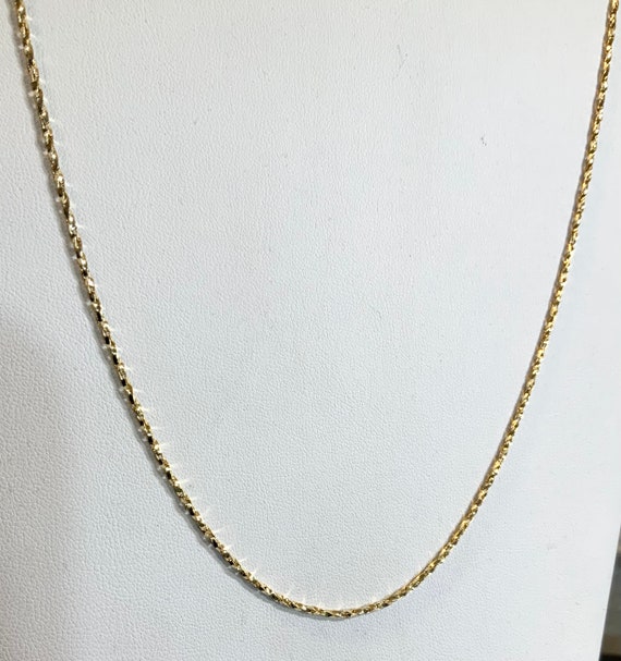 Vintage 1960s New Old Stock Yellow Gold Plate Faceted Pendant Chain Necklace 24” 1mm
