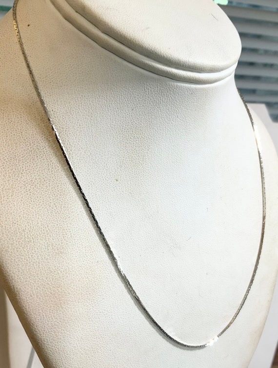 Vintage 1960s New Old Stock White Gold Plate Pendant Chain Necklace 18” 1mm