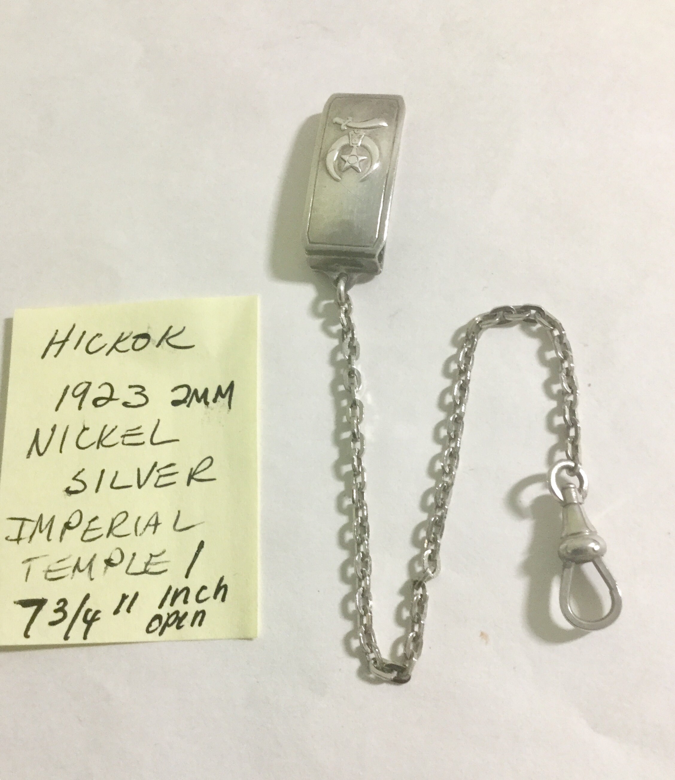 1923 Hickok Pocket Watch Chain Belt Slide Through Nickel Silver