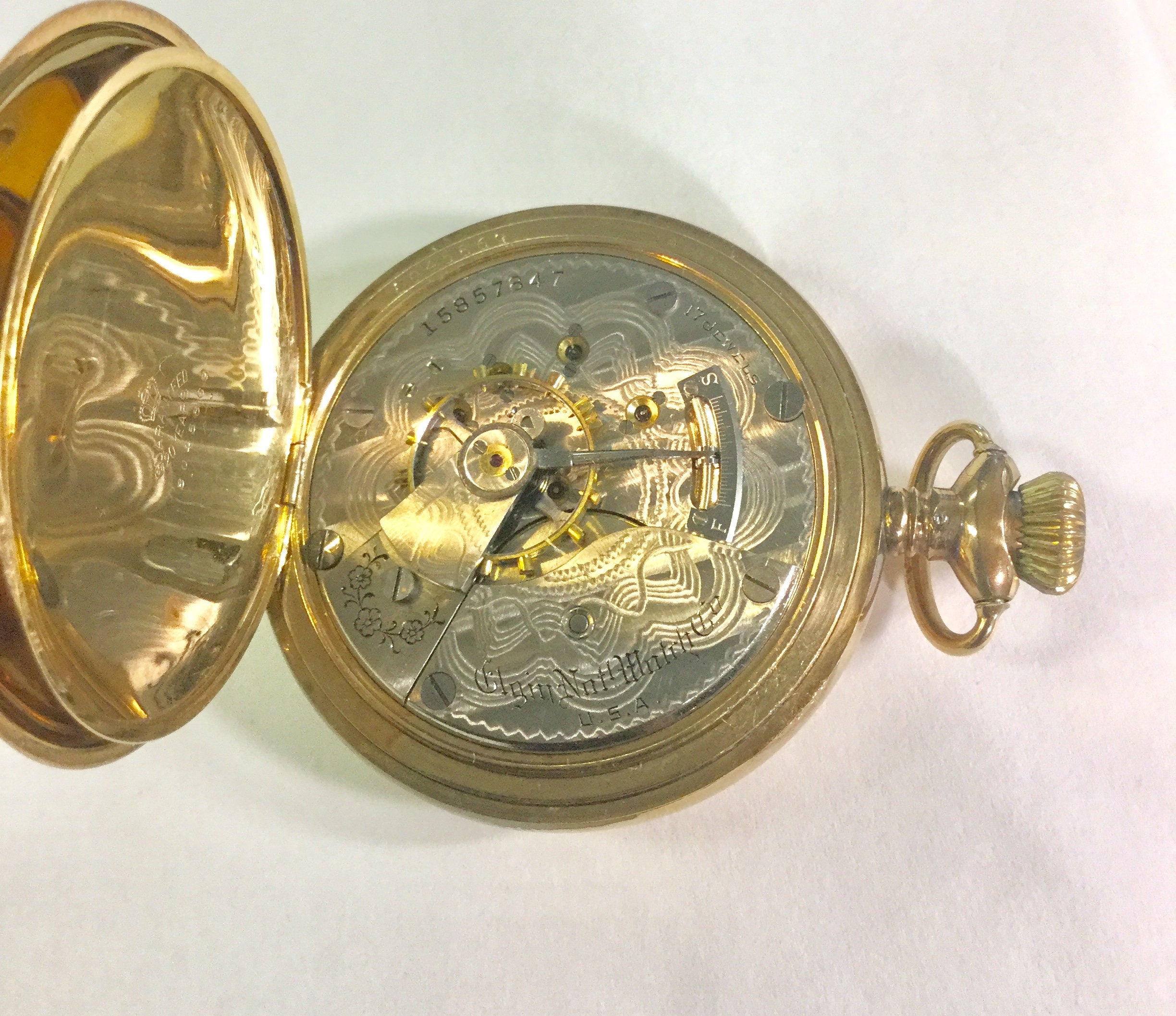 1910 Elgin Pocket Watch Hunting Case 17J 18S 54mm Running Lever Set