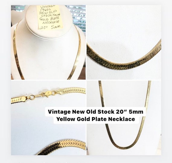 Vintage 1960s New Old Stock Yellow Gold Plate Necklace 20” 5mm